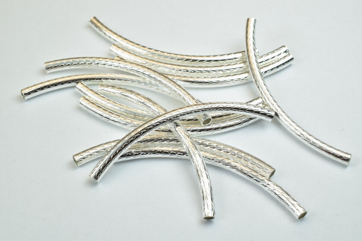 12 PCs Curve Tube Jewelry Finding Beads  3x40mm/3x45mm/3x50mm Diamond Cut Gold/Silver/ RoseGold For Jewelry Making jewelry...