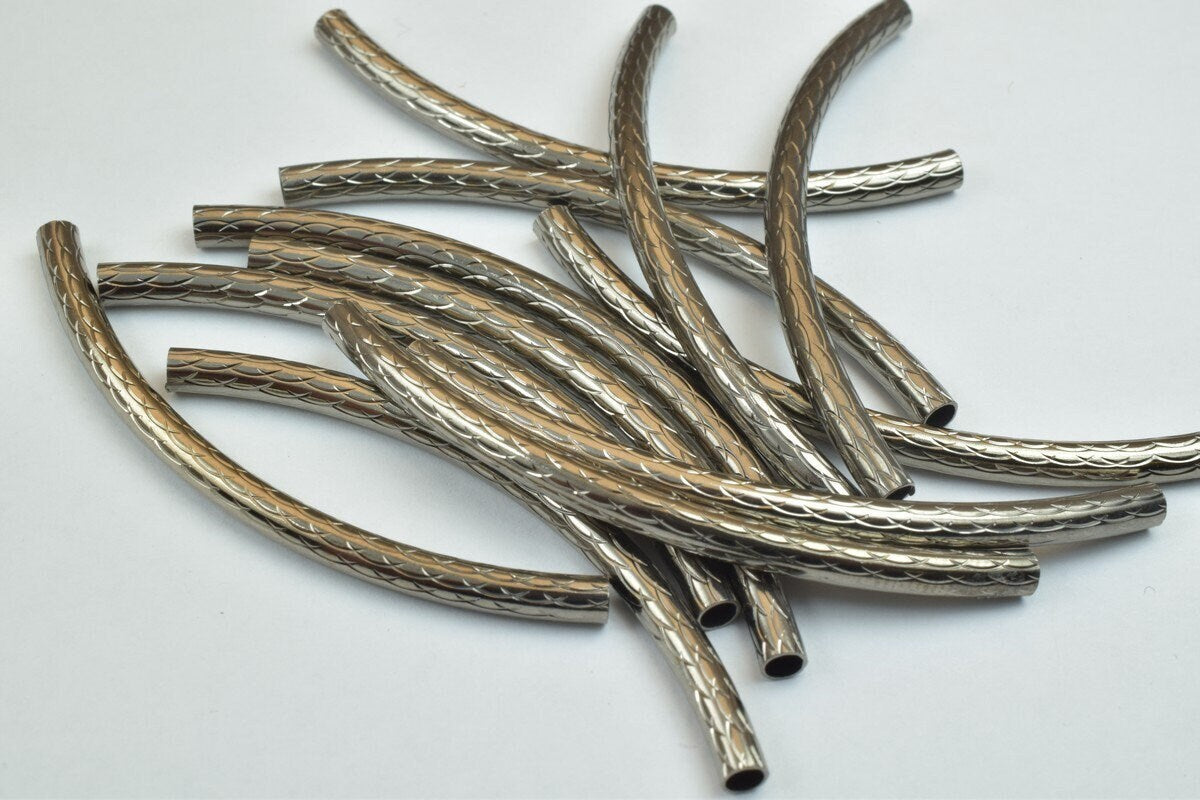 12 PCs Curve Tube Jewelry Finding Beads  3x40mm/3x45mm/3x50mm Diamond Cut Gold/Silver/ RoseGold For Jewelry Making jewelry...