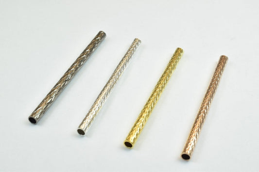 12 PCs Straight Tube Jewelry Finding Beads 3x40mm/3x45mm/3x50mm Diamond Cut Gold/Silver/ Rose Gold/ Gun Metal Diamond Cut...