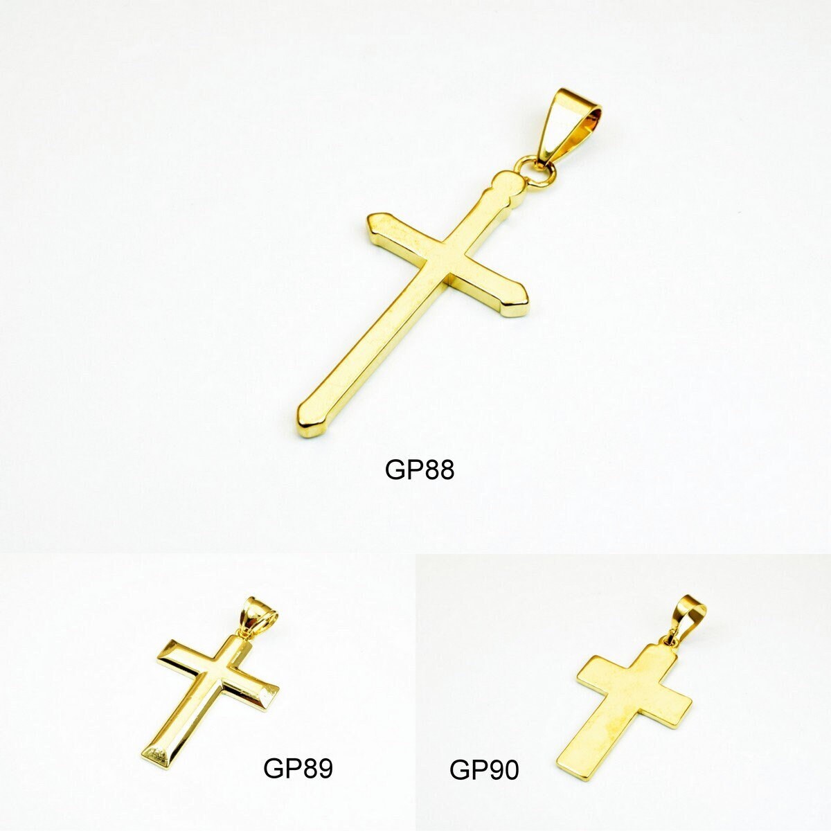 18K as Gold Filled* tarnish resistant Cross Pendant Plain Charms Without Jesus 3 Sizes For Jewelry Making GP88, GP89, GP90...