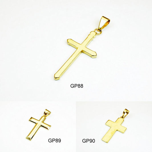 18K as Gold Filled* tarnish resistant Cross Pendant Plain Charms Without Jesus 3 Sizes For Jewelry Making GP88, GP89, GP90...