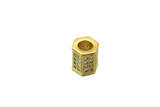 18k 8x7mm Roundel Gold Filled Look, EP Micro Pave Beads Clear CZ Cubic Zirconia  GFM47 jewelry making supplies - detail im...