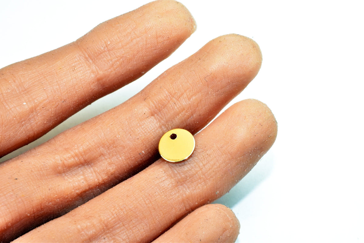 18K Gold Filled Alternative Name Tag Round: Tarnish-Resistant Discs - 8mm, 1mm Hole, Jewelry Craft Supplies