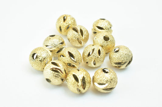 EP Beads Stardust Diamond Cut: 18K Tarnish Resistant Gold, Round Spacer Beads | Base, Tarnish Resistant | 8mm & 10mm Sizes