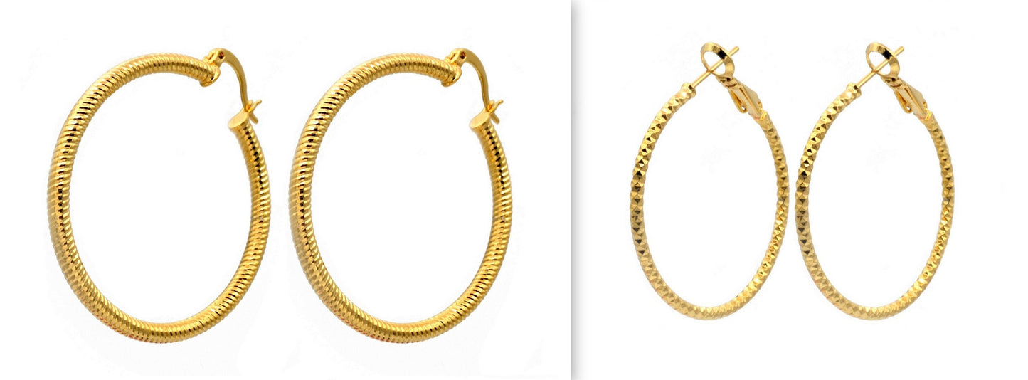 Diamond Cut  Hoop Earring Gold Filled EP 18Kt Jewelry Making 30mm Earring For Every Body 2mm thickness Diamond Cut Earring...