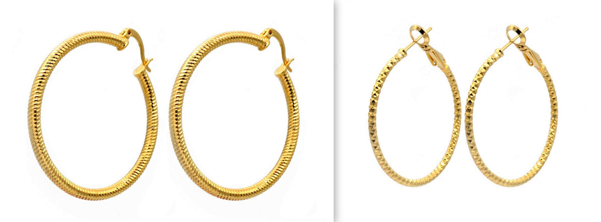 Diamond Cut  Hoop Earring Gold Filled EP 18Kt Jewelry Making 30mm Earring For Every Body 2mm thickness Diamond Cut Earring...