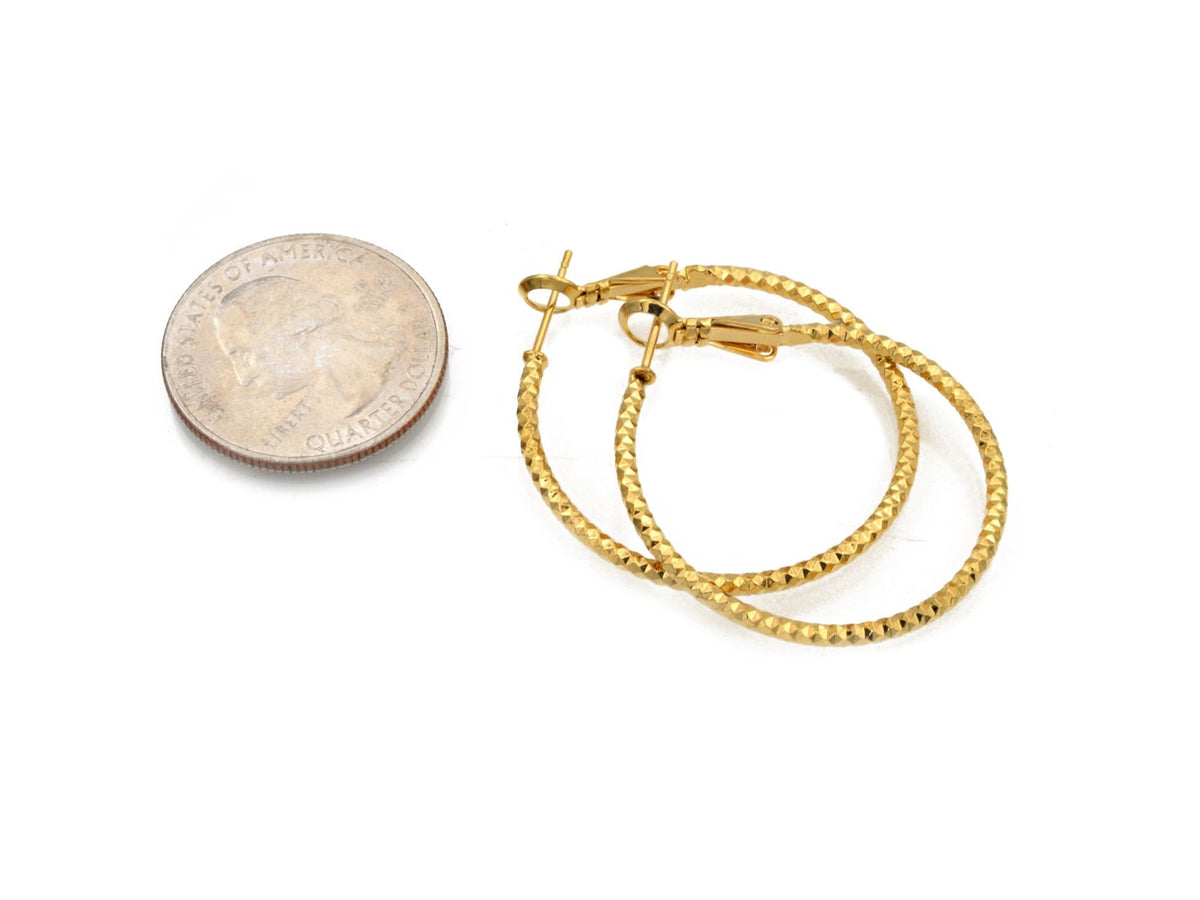 Diamond Cut  Hoop Earring Gold Filled EP 18Kt Jewelry Making 30mm Earring For Every Body 2mm thickness Diamond Cut Earring...