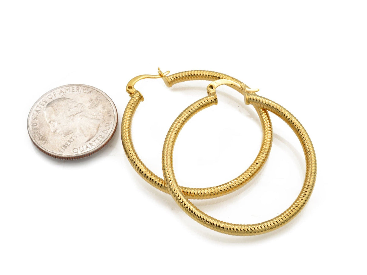 Diamond Cut  Hoop Earring Gold Filled EP 18Kt Jewelry Making 30mm Earring For Every Body 2mm thickness Diamond Cut Earring...
