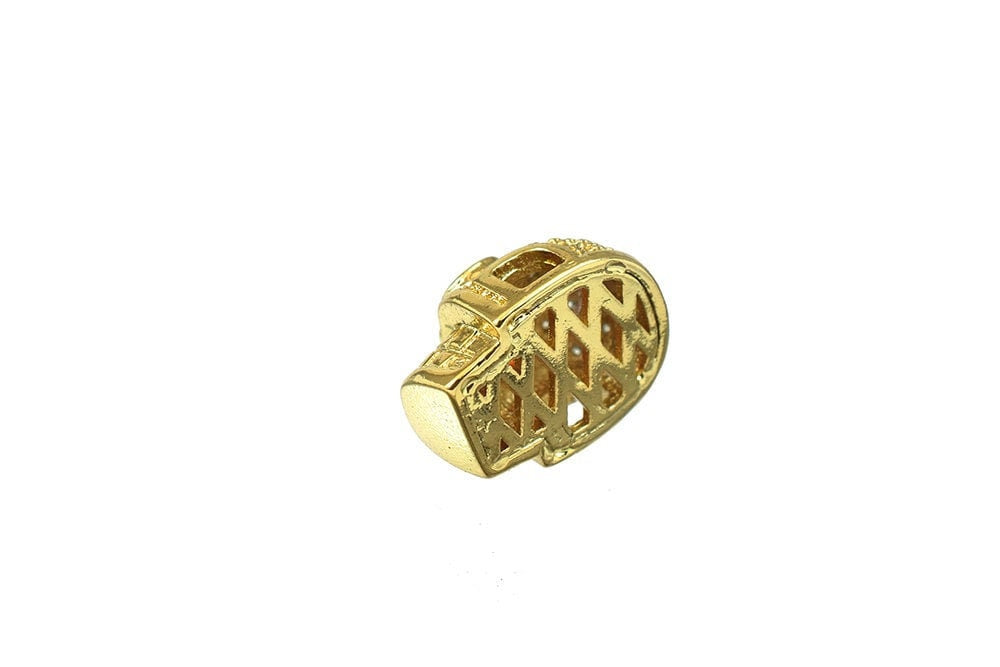 Skull Micro Pave 18K Gold Filled Look, EP CZ Cubic Zirconia Rhinestone Spacer Bead jewelry making supplies - detail image 6
