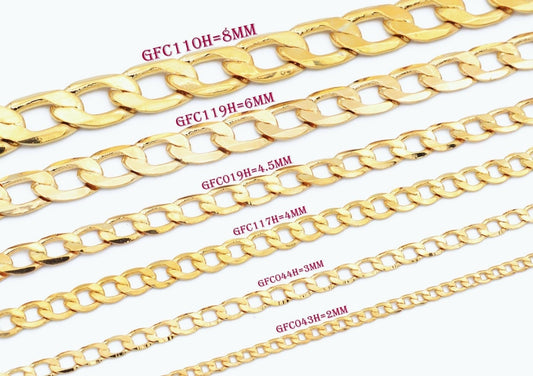 3 Ft/PK 18K Gold Filled Look, Chain Figaro Cuban Curb Chain Width 2mm/3mm/4mm/4.5mm/5mm/6mm/8mm customize findings Jewelry...