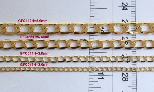 3 Ft/PK 18K Gold Filled Look, Chain Figaro Cuban Curb Chain Width 2mm/3mm/4mm/4.5mm/5mm/6mm/8mm customize findings Jewelry...