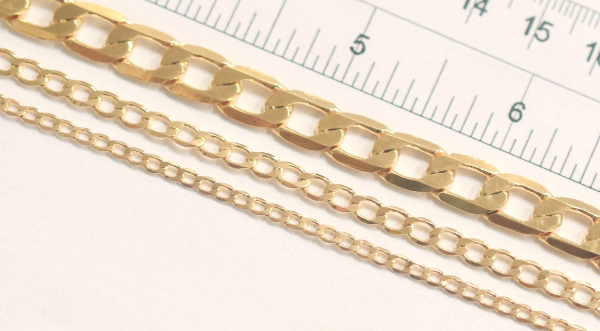 3 Ft/PK 18K Gold Filled Look, Chain Figaro Cuban Curb Chain Width 2mm/3mm/4mm/4.5mm/5mm/6mm/8mm customize findings Jewelry...