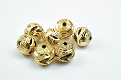 18K Gold Filled Look, EP Stardust With Diamond Cut Round Beads jewelry making supplies