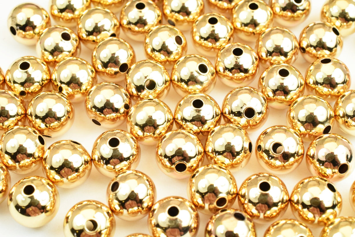 18K Gold Filled Look, Round Beads, Seamless Ball 2mm/3mm/4mm/5mm/6mm/7mm/ 8mm/10mm/12mm/14mm/16mm/18mm/20mm Spacer Finding...