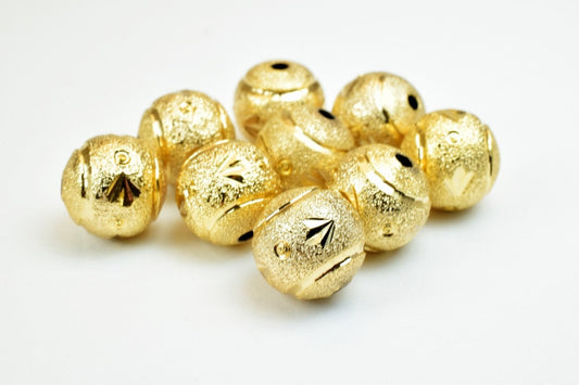 18K Gold Filled Alternative Stardust Diamond Cut Beads - Round Jewelry Components - Tarnish Resistant, Base, 8mm & 12mm