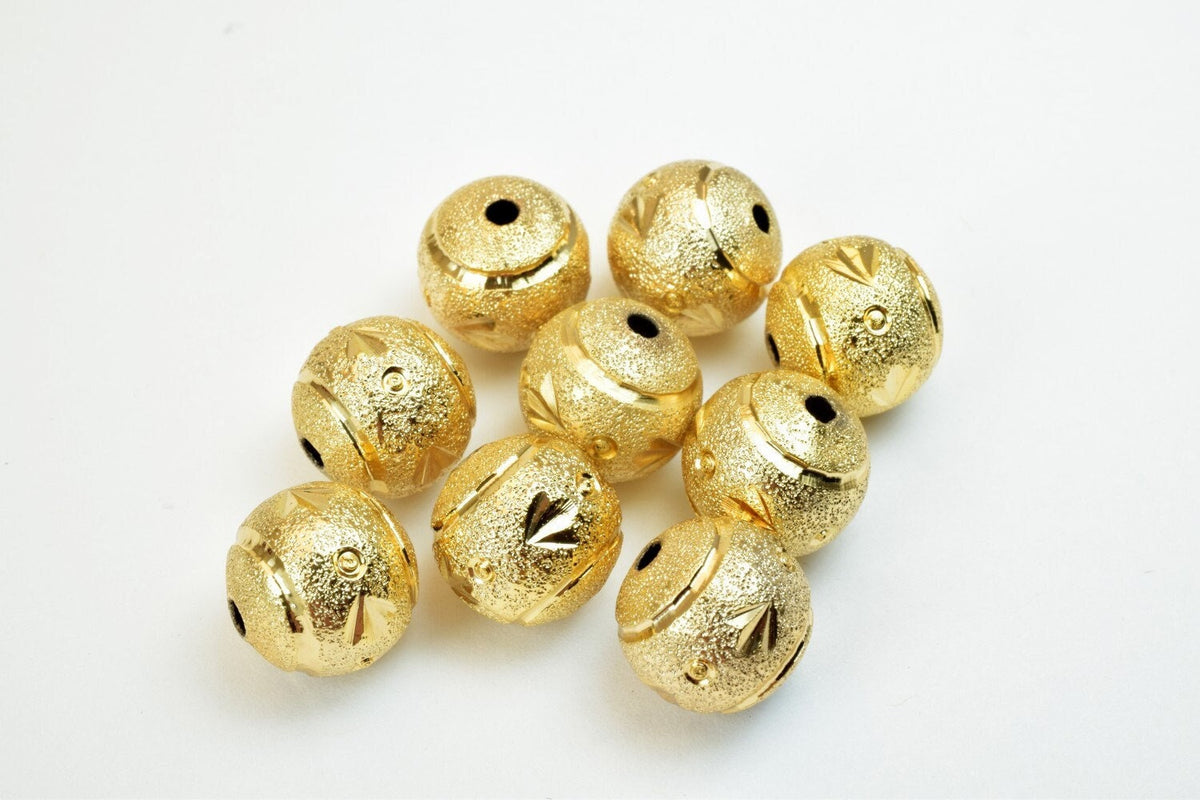 18K Gold Filled Alternative Stardust Diamond Cut Beads - Round Jewelry Components - Tarnish Resistant, Base, 8mm & 12mm