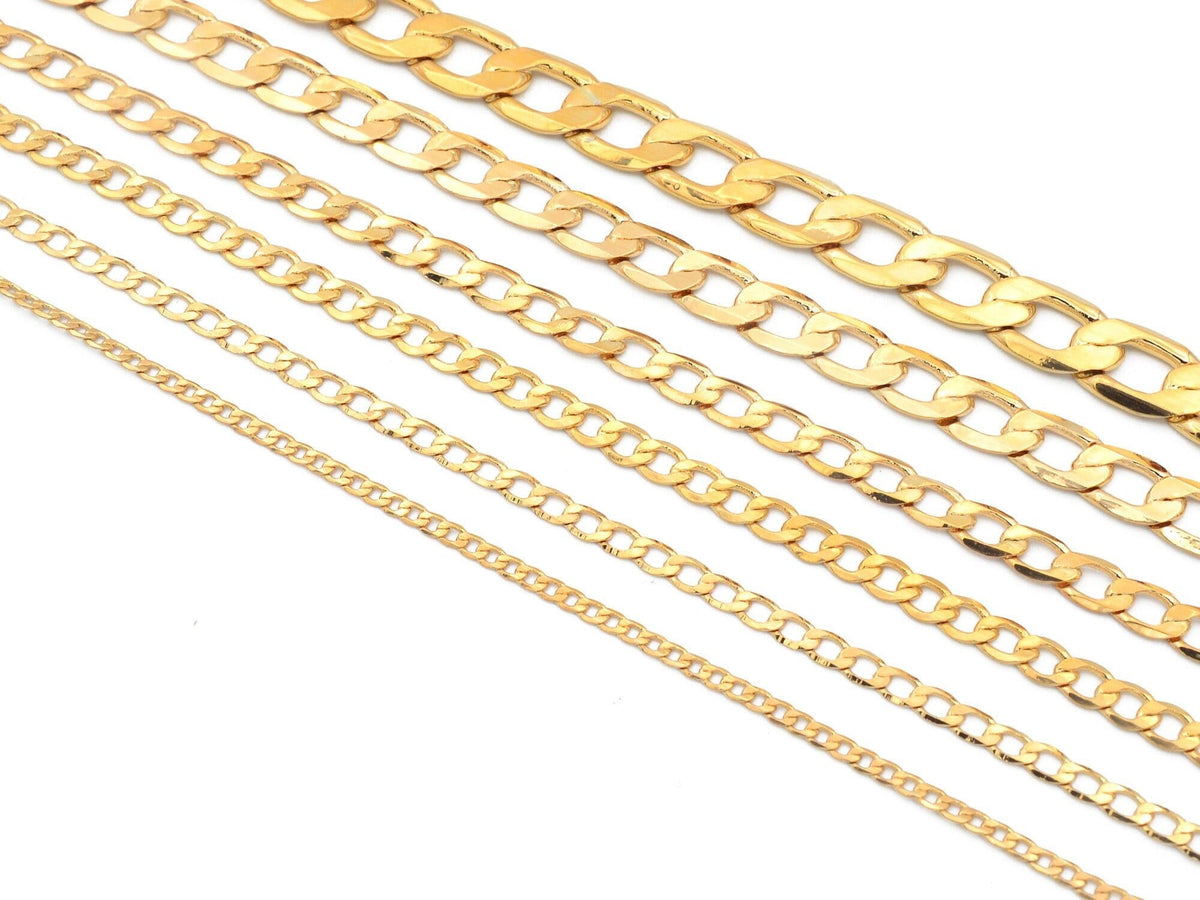3 Ft/PK 18K Gold Filled Look, Chain Figaro Cuban Curb Chain Width 2mm/3mm/4mm/4.5mm/5mm/6mm/8mm customize findings Jewelry...