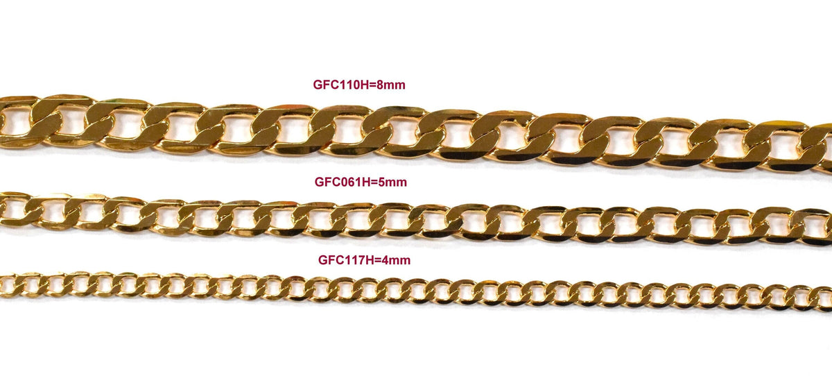 3 Ft/PK 18K Gold Filled Look, Chain Figaro Cuban Curb Chain Width 2mm/3mm/4mm/4.5mm/5mm/6mm/8mm customize findings Jewelry...