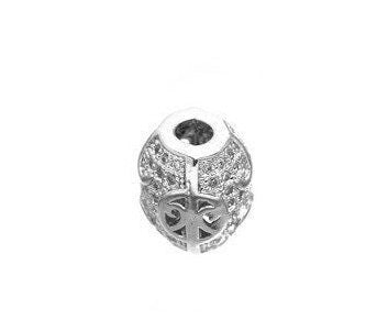 Oval Micro Pave Rhodium Plated Bead With Cubic Zirconia jewelry making supplies - detail image 3