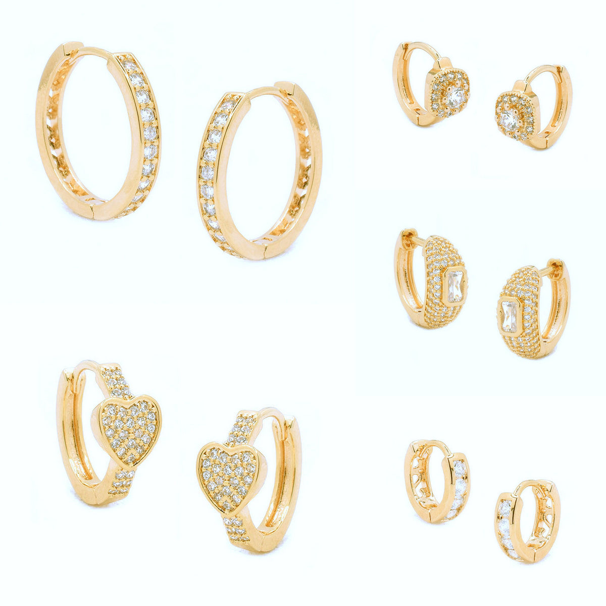 Elegant Golden Hoop Earrings with Pave Set Zirconia Luxurious with Cubic Zirconia Embellishments jewelry making supplies -...