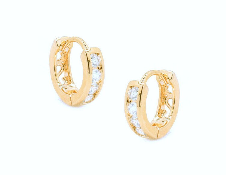 Elegant Golden Hoop Earrings with Pave Set Zirconia Luxurious with Cubic Zirconia Embellishments jewelry making supplies -...
