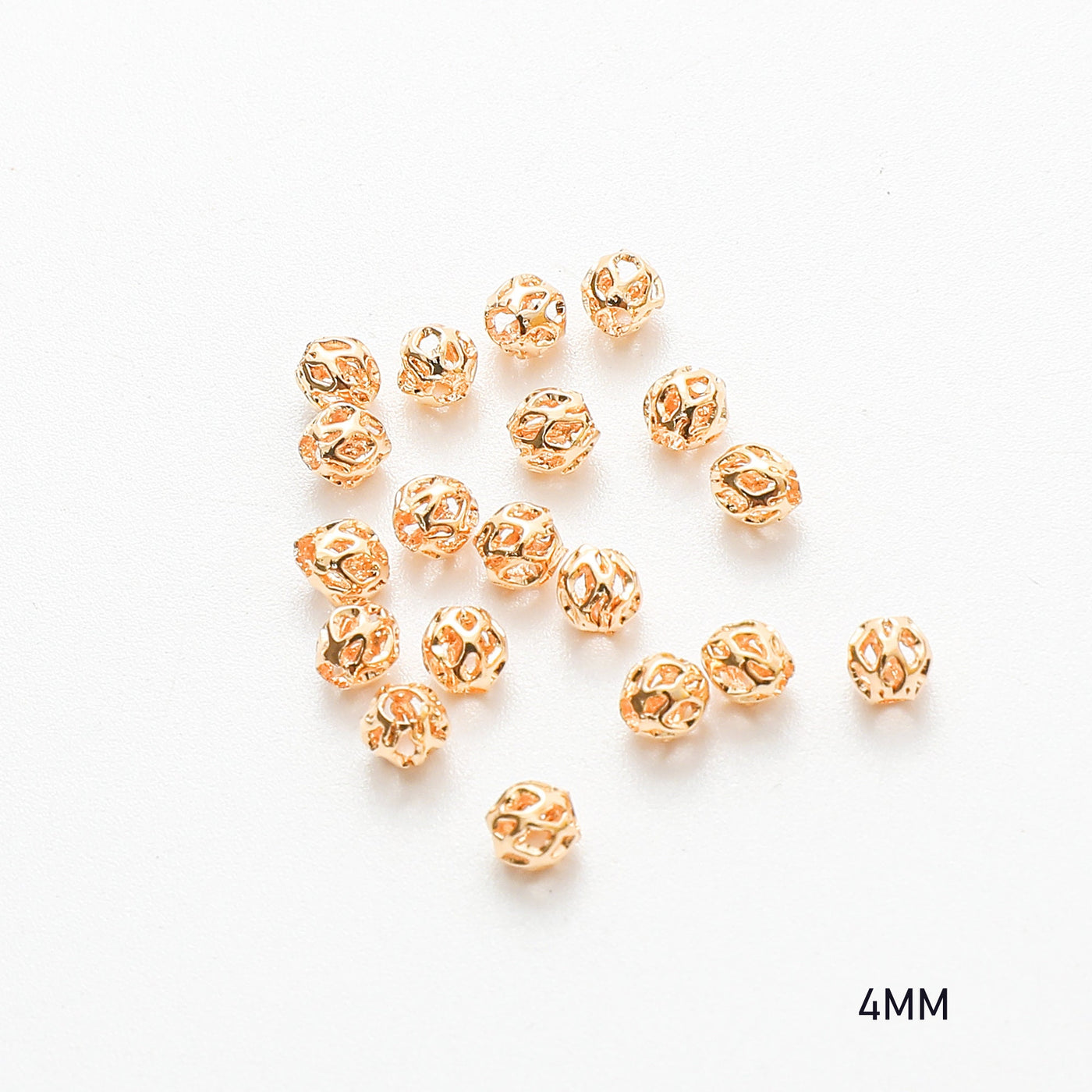 Gold Filled Look, EP Diamond Cut Round Bead 18k sizes 4MM & 10MM jewelry making supplies - detail image 5