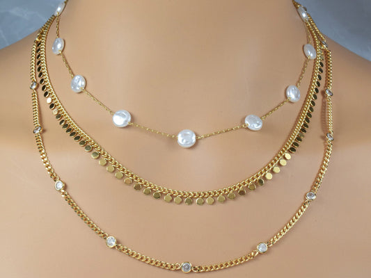 3 Feet 18K Gold Filled Look, Beaded Cuban Curb Chain, Customize Necklace With Pearl /Crystal/Coin findings for Jewelry Mak...