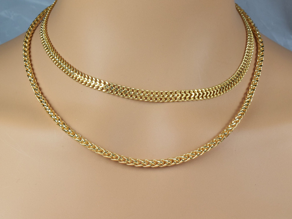 3 feet Gold Filled Look,Long Flat Cable Link Bismarck Cuban Chain Size 6mm, Wheat 4mm Customize necklace chain For Jewelry...