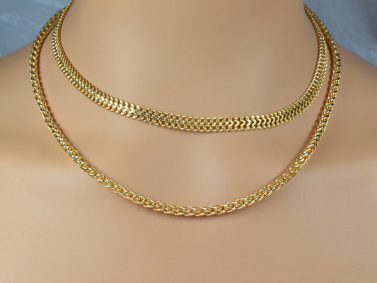 3 feet Gold Filled Look,Long Flat Cable Link Bismarck Cuban Chain Size 6mm, Wheat 4mm Customize necklace chain For Jewelry...
