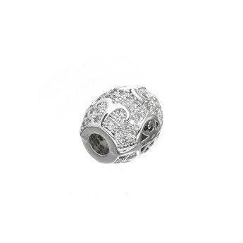Oval Micro Pave Rhodium Plated Bead With Cubic Zirconia jewelry making supplies