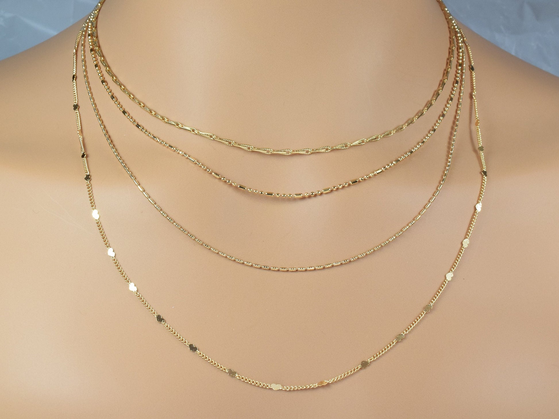Gold filled Look, EP Saturn Beaded Barleycorn Link Chain Customizable Jewelry jewelry making supplies