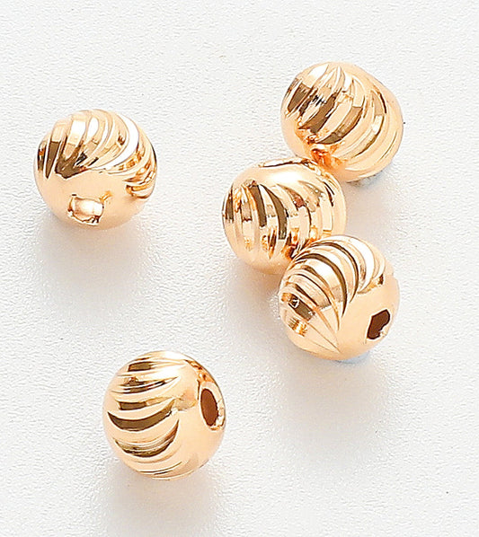 Diamond Curved Cut Beads - Gold Filled Alternative Jewelry Components - Polished 18k Finish, Multi-Size Set, Craft Supplies