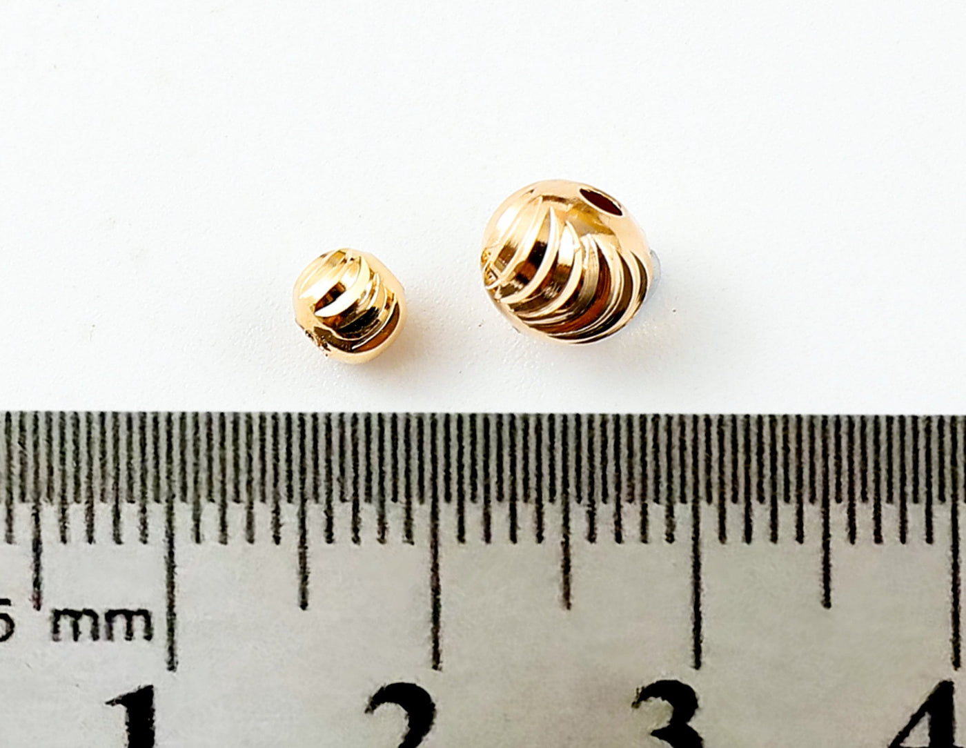 Diamond Curved Cut Gold Filled Look, Beads 18k for jewelry making sizes 4mm/6mm/8mm jewelry making supplies - detail image 3