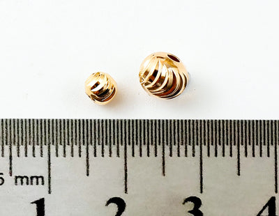 Diamond Curved Cut Gold Filled Look, Beads 18k for jewelry making sizes 4mm/6mm/8mm jewelry making supplies - detail image 3