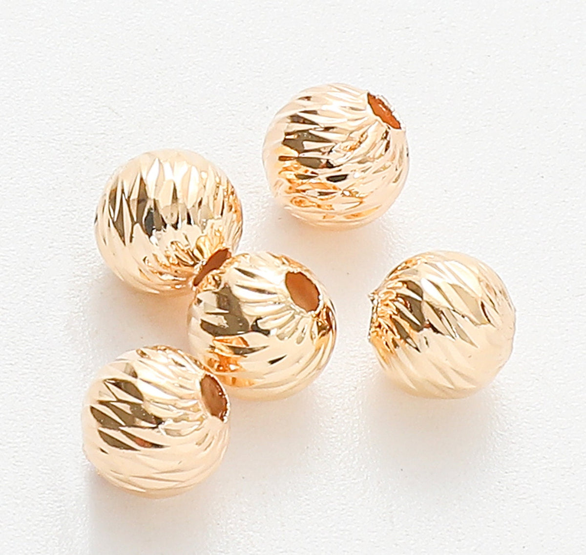 Diamond Cut Gold Filled Alternative Beads: Electroplated 18K Shine, Durable Finish (6mm & 8mm Sizes, Jewelry Craft Components)