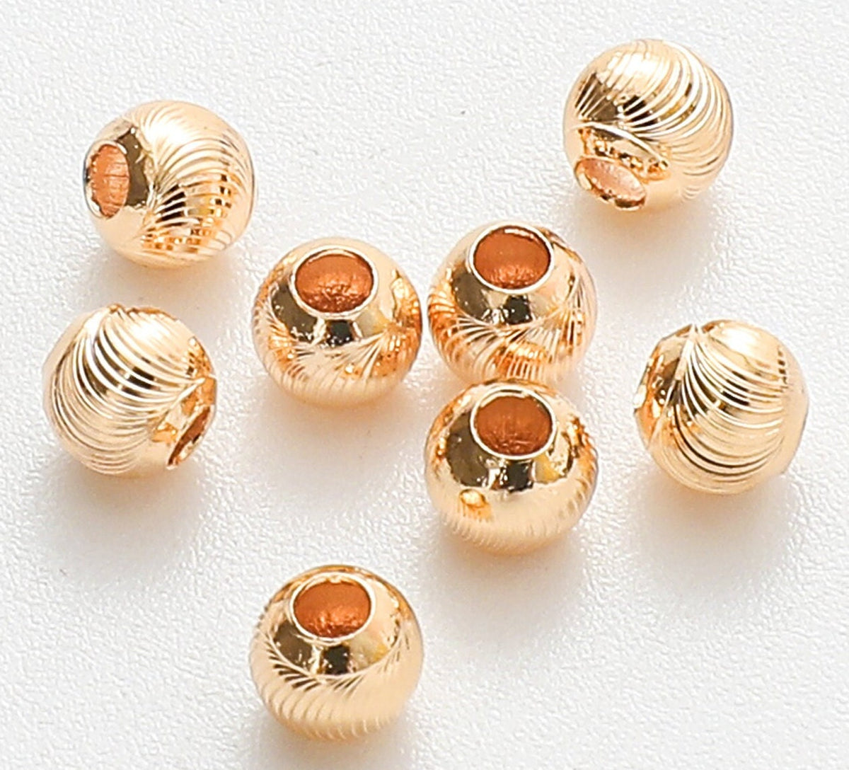 Dainty Gold Filled Alternative Diamond Cut Bead: Faceted 4mm Jewelry Component, Tarnish-Resistant Finish (18k Gold Look, Hole Size 1mm)