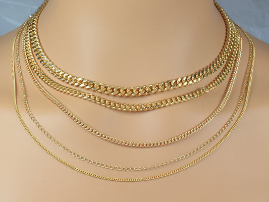 18K Gold Filled Look,Cuban Link Chain, Customize necklace Findings for Jewelry 3 Feet Wholesale Sizes 1.3mm, 1.6mm,2mm,2.8...