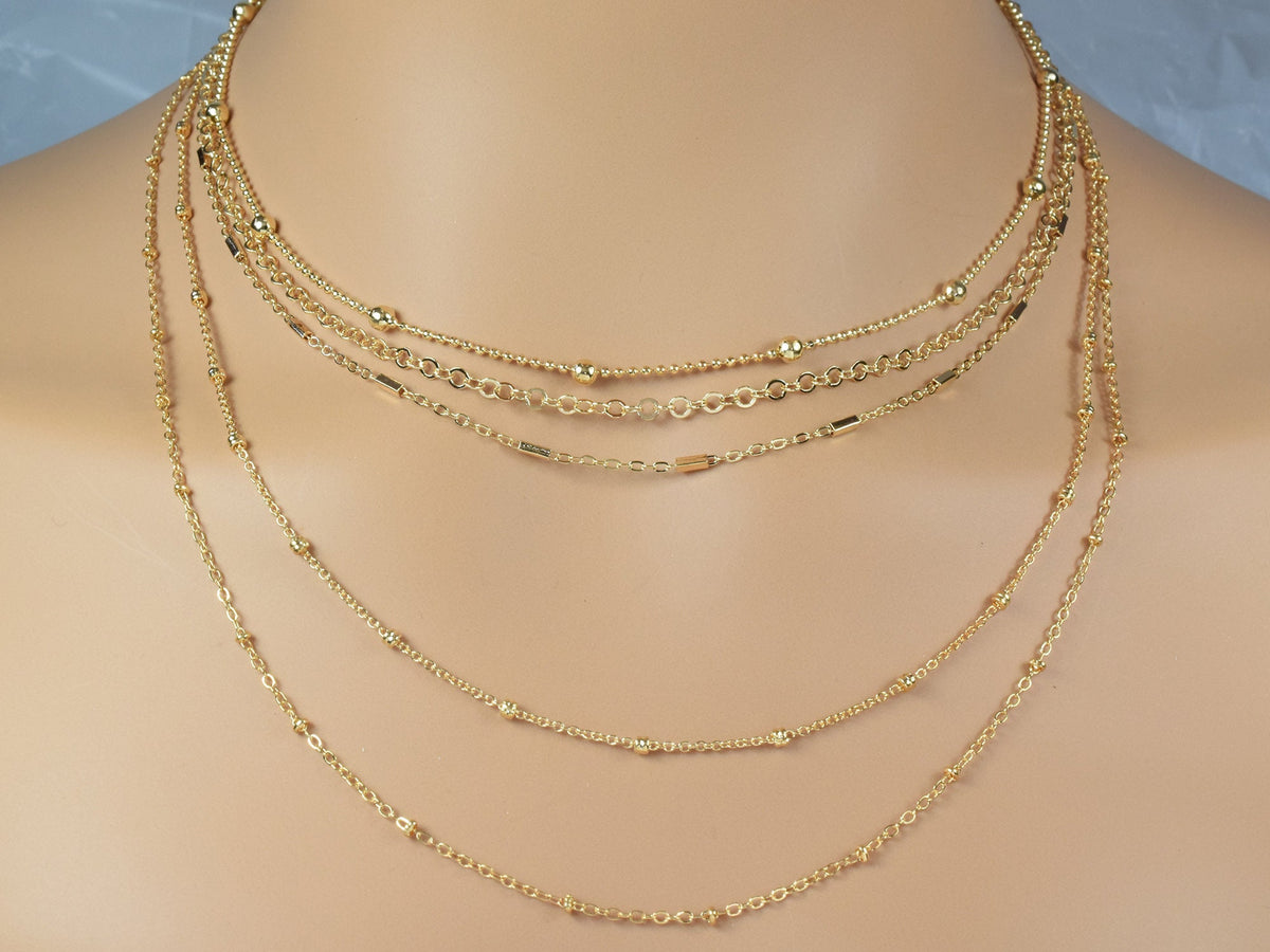 3 Feet 18K Gold Filled Look, Cable Chain Curb Cuban Flat With Oval Bead,  Satellite Chain customize necklace For Jewelry w...
