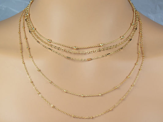3 Feet 18K Gold Filled Look, Cable Chain Curb Cuban Flat With Oval Bead,  Satellite Chain customize necklace For Jewelry w...
