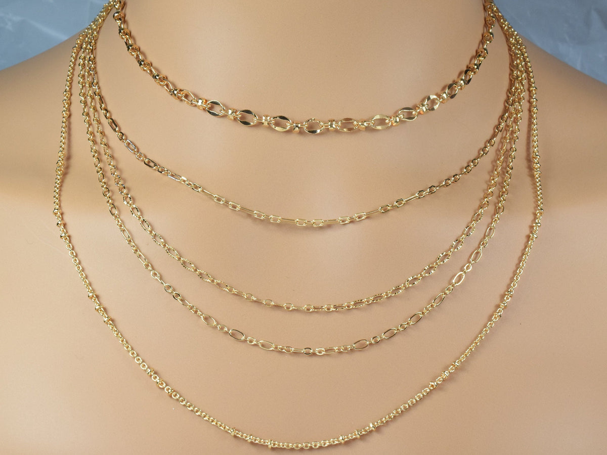 Gold Filled Look, Saturn Paper Clip Link Chain Customizable Jewelry by Foot 3FT/1 PK jewelry making supplies