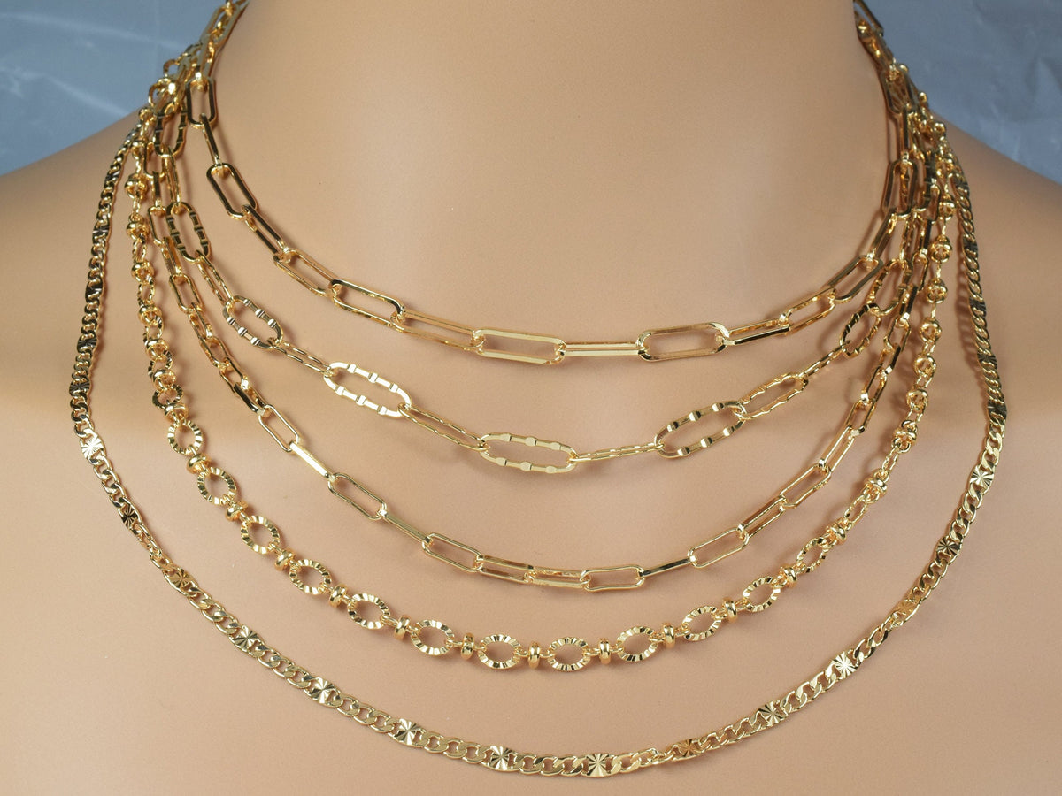 Gold filled EP Saturn Crinkle Paper Clip Cable Chain Customizable Jewelry 3FT/PK jewelry making supplies