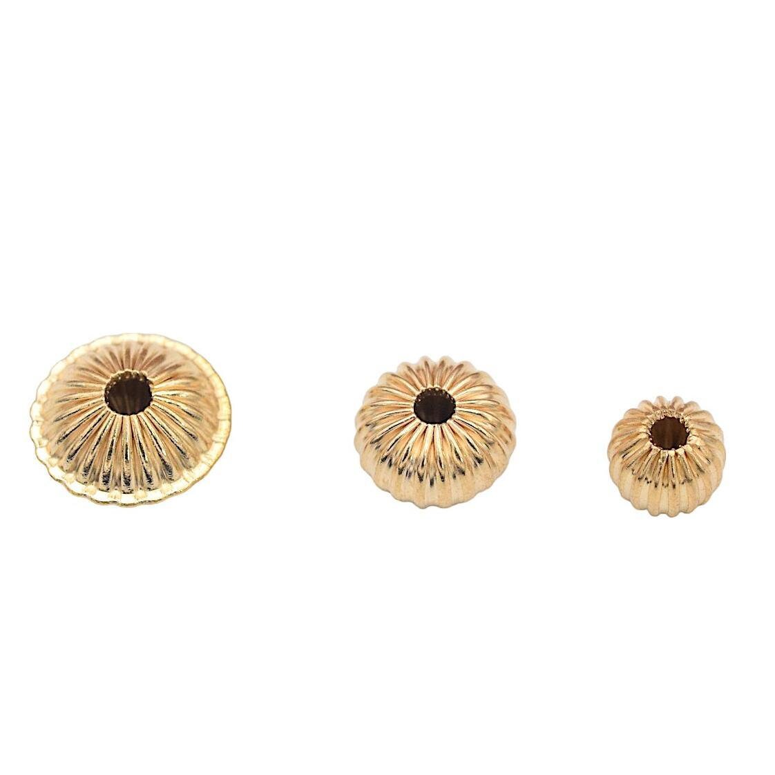 18K Gold Filled Alternative Diamond Cut Beads: Textured Roundel Spacers Jewelry Making Essentials