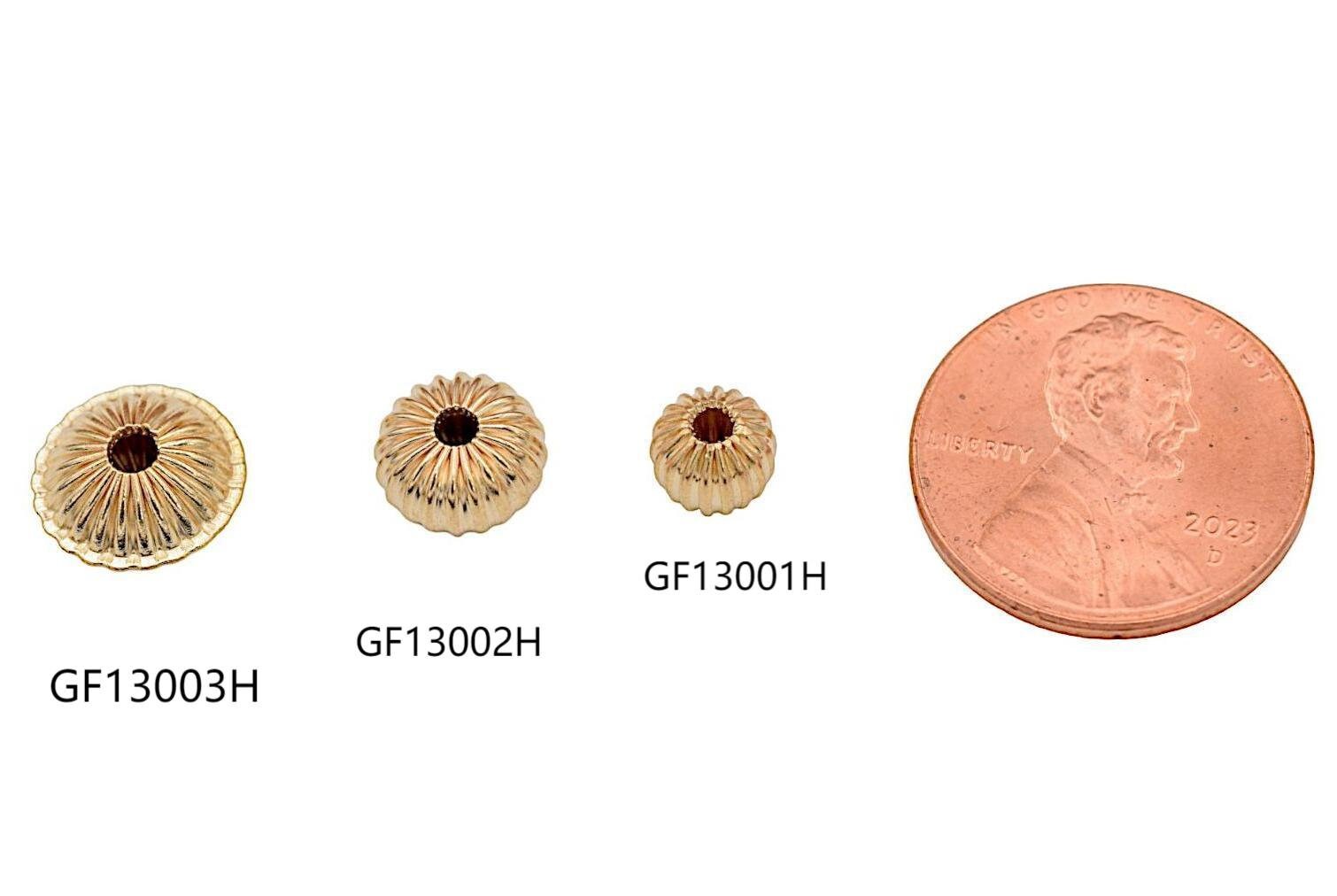 18K Gold Filled Alternative Diamond Cut Beads: Textured Roundel Spacers Jewelry Making Essentials