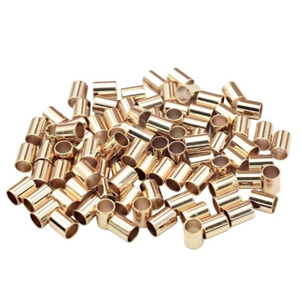 Gold Filled Alternative Crimp Beads, Jewelry Making Tube Spacer Findings, 4 Sizes 2x2mm 2x3mm 3x4mm 4x4mm, 100 Pcs