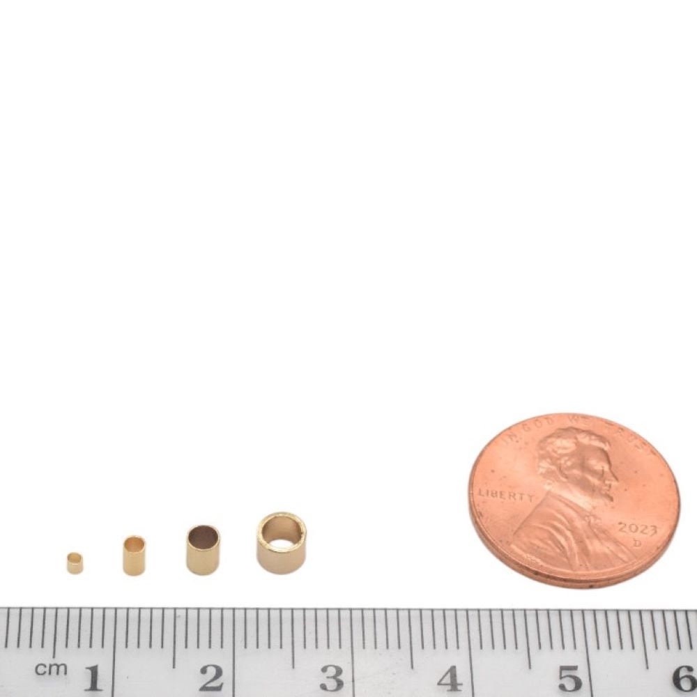 Gold Filled Alternative Crimp Beads, Jewelry Making Tube Spacer Findings, 4 Sizes 2x2mm 2x3mm 3x4mm 4x4mm, 100 Pcs