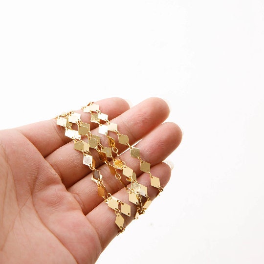 Gold Filled Alternative Diamond Round Chain, Jewelry Making Supply, Modern Flair Design (9x6mm & 6mm, Tarnish-Resistant Finish)