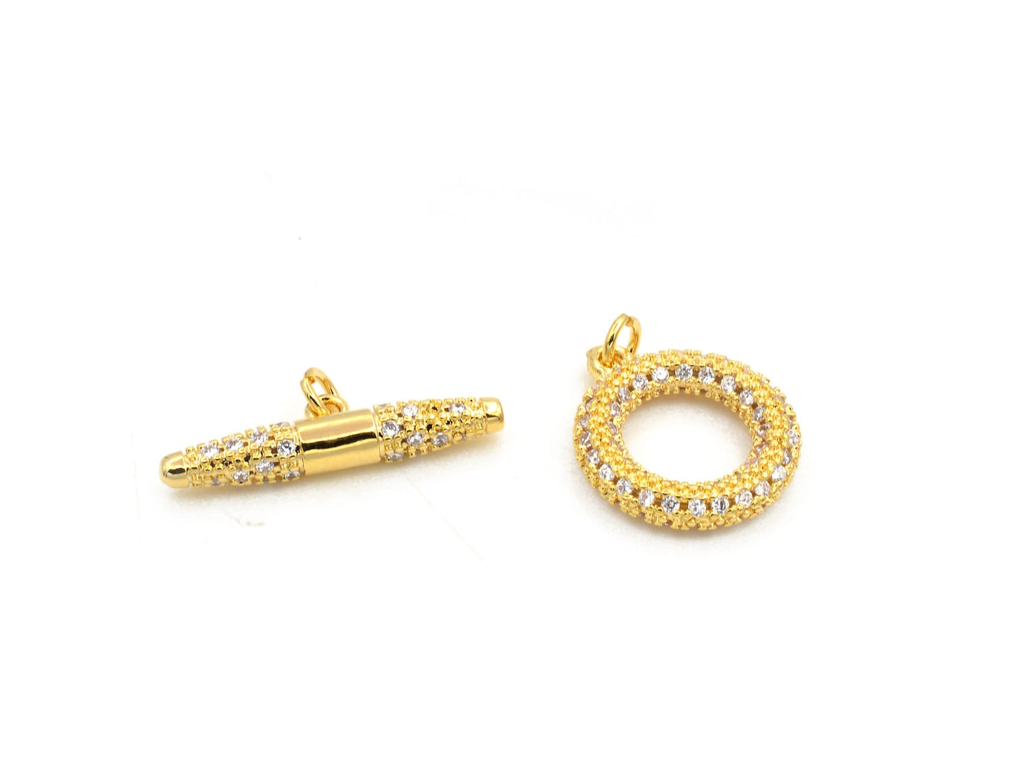 Gold Filled Alternative Ep Toggle Clasp, Rhinestone Accent (18k Gold Tone, Durable Closure, Jewelry Craft Supplies)