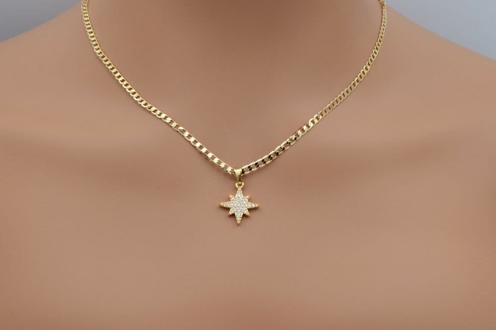Gold Filled Look Ep Star Pendant: Timeless Zirconia Pave Design - 18k Layered Gold, Copper Base Metal, Jewelry Making Supply