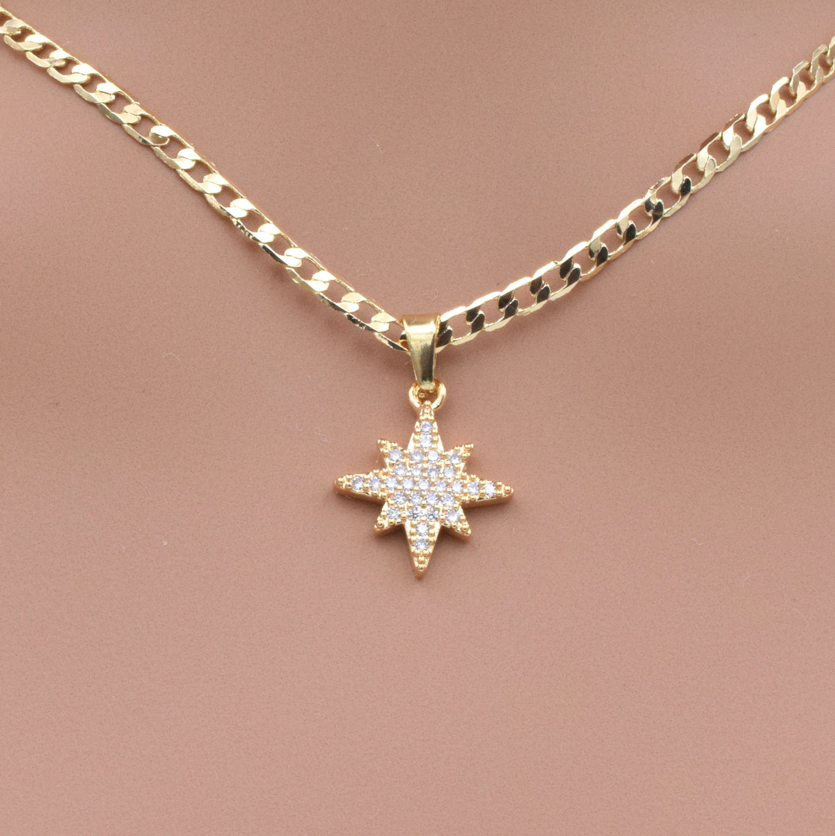 Gold Filled Look Ep Star Pendant: Timeless Zirconia Pave Design - 18k Layered Gold, Copper Base Metal, Jewelry Making Supply