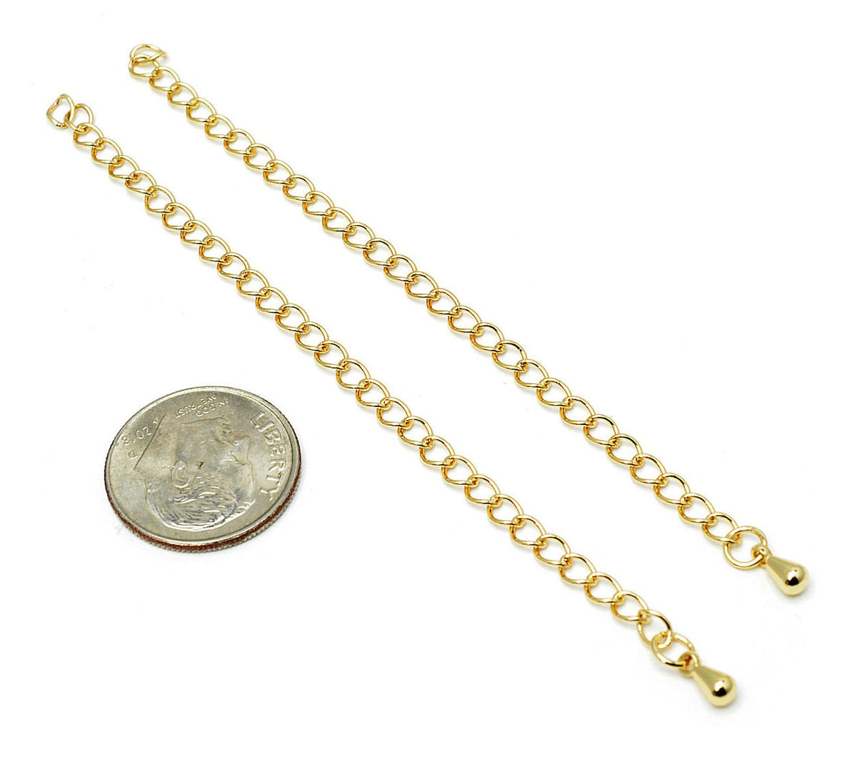 Gold Filled Alternative Cable Chain Extension: Tear Drop Style - Tarnish Resistant, Gold Tone, Necklace Length Adjuster